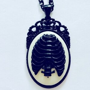 Rib Cage Pastel Goth Cameo Necklace, Handmade, NWT
